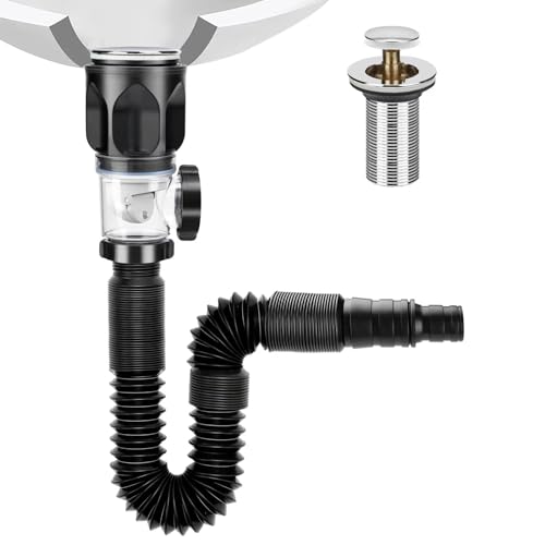 Fokroin Waschbecken Ablaufgarnitur Kit, mit Pop-Up Abflussstopfen und Flexibler Ablaufschlauch, Siphon waschbecken Kits im Bereich von 300-800mm Erweitert Werden Können für 1-1/4" & 1-1/2" Drainage Fokroin Waschbecken Ablaufgarnitur Kit, mit Pop-Up Abflussstopfen und Flexibler Ablaufschlauch, Siphon waschbecken Kits im Bereich von 300-800mm Erweitert Werden Können für 1-1/4" & 1-1/2" Drainage von Fokroin