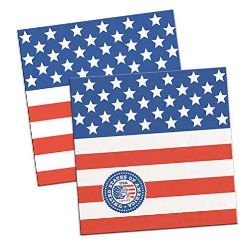 16 Servietten * USA / AMERIKA * für Party und Geburtstag von FOLAT // Mottoparty Geburtstag Feier Fete Set Papierservietten Napkins US Stars and Stripes von Folat