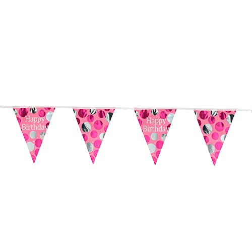 Folat - Flaggenlinie Glossy Pink 'Happy Birthday' - 4 Meter, rosa (68407) von Folat