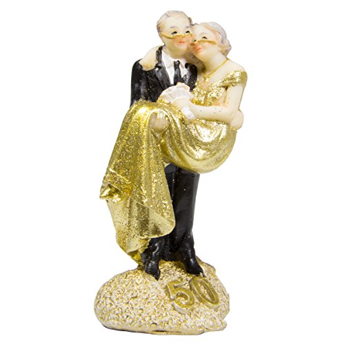 Folat Hochzeitstorte Topper Figur Jubiläum 50 Gold, Multicolor von Folat