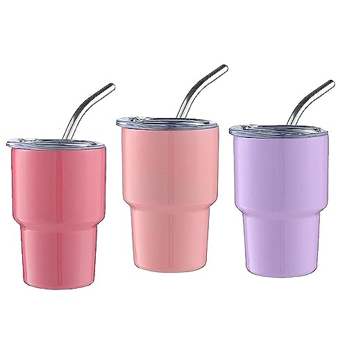 Folceretsc 3-Teiliges Mini-Schnapsglas, Doppelwandig, mit Strohhalm und Deckel, 2 Unzen (A) von Folceretsc