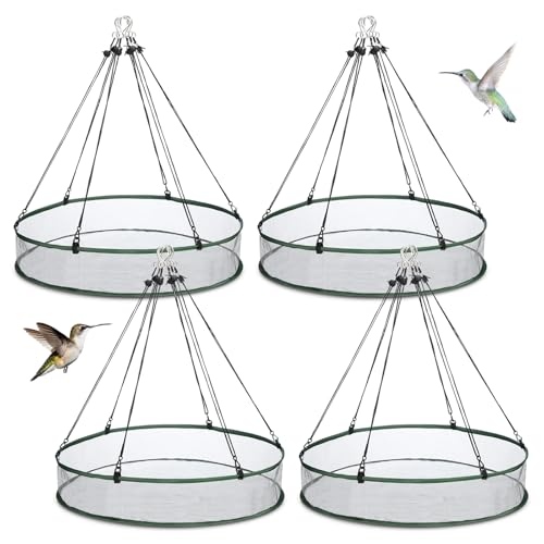 FoldTier Universeller Wildvogel-Samenfänger zum Aufhängen, Plattform, Vogelsamenfänger, Tablett für Kolibri-Futterspender, Bienenfutterstation, Outdoor-Gartenzubehör (4 Stück, 61 cm) von FoldTier