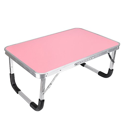 Folding table Rosa blau grün Holz Farbe Aluminiumlegierung Klapptisch/Bett Computer Schreibtisch faul Tisch/einfache Klappsaal Schreibtisch / 61 * 41 * 27cm (Farbe : Pink) von Folding table