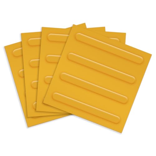 4pcs Blinder Ziegel Taktile Pflasterfliese Gehwegfliesen Quadratisch Gehwegbretter aus PVC, Gehwege für Blinde (Gelb-Streifen) von Folgtek