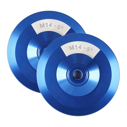 2-teilig Klett-Schleifteller Winkelschleifer-Aufsatz (M14-Gewinde) mit 5“ Klett-Pad zum Schleifen von Holz, Polieren von Autos und Finishing (Blau) von Folgtek