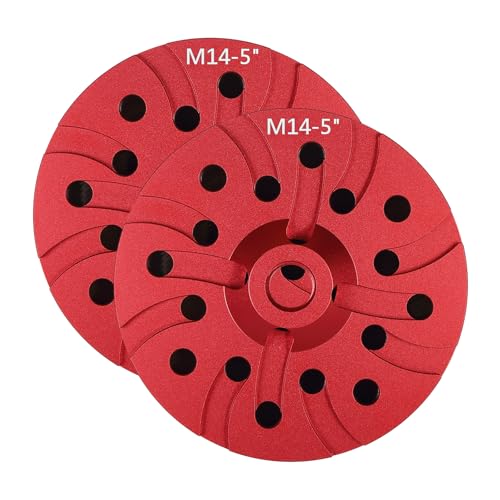 2-teilig Klett-Schleifteller Metal Schleifplatte M14 Gewinde-Klett-Pad für Winkelschleifer-/polierer zum Schleifen von Holz, Polieren von Autos und Finishing (Rot) von Folgtek