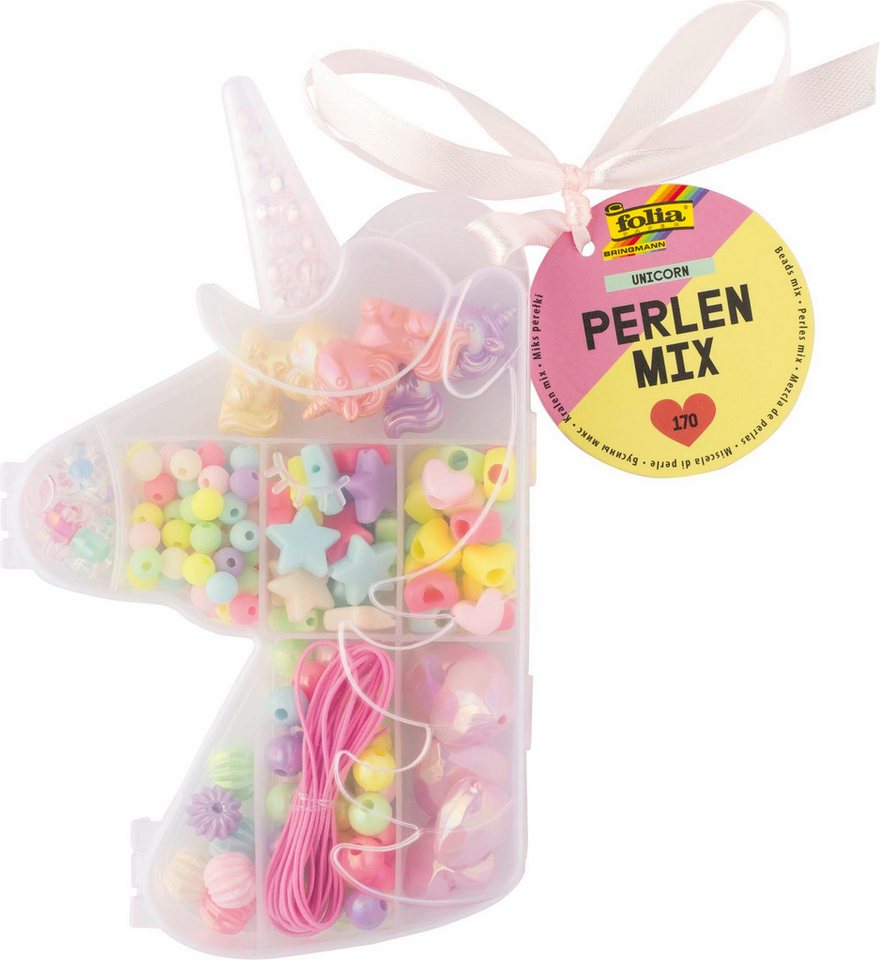 Folia Max Bringmann KG Bastelperlen Perlen Mix, (170-tlg), Bunte Bastelperlen für Schmuck, Deko & kreative DIY-Ideen von Folia Max Bringmann KG