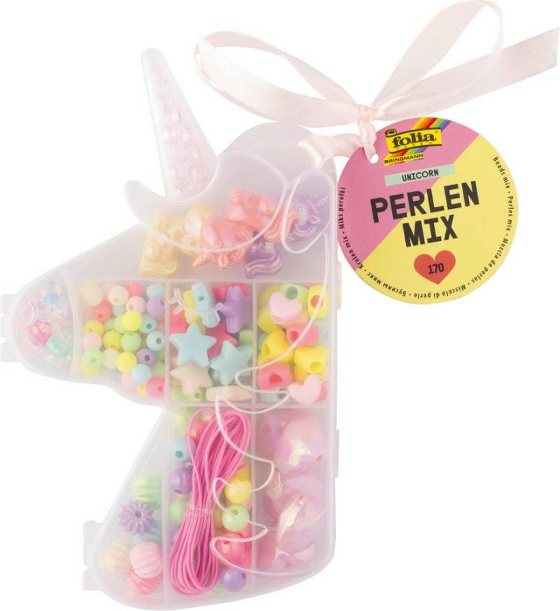 Folia Max Bringmann KG Bastelperlen Perlen Mix, (170-tlg), Bunte Bastelperlen für Schmuck, Deko & kreative DIY-Ideen von Folia Max Bringmann KG