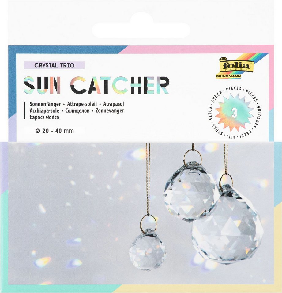 Folia Max Bringmann KG Dekokugel CRYSTAL Suncatcher Glaskugeln Set mit Aufhängung (3 St) von Folia Max Bringmann KG