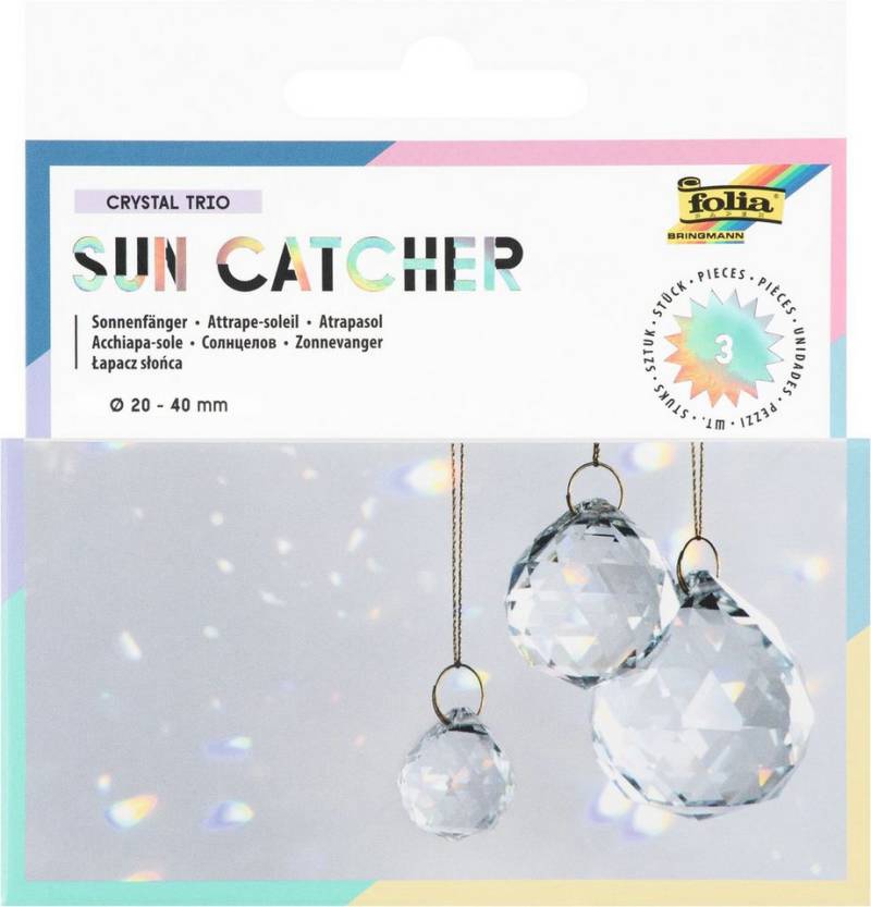 Folia Max Bringmann KG Dekokugel CRYSTAL Suncatcher Glaskugeln Set mit Aufhängung (3 St) von Folia Max Bringmann KG