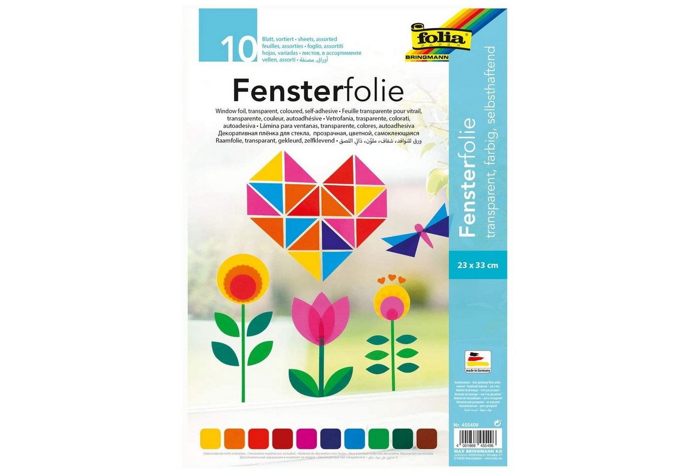 Folia Fensterfolie 455409, 23 x 33 cm, selbsthaftend, 10 Farben von Folia