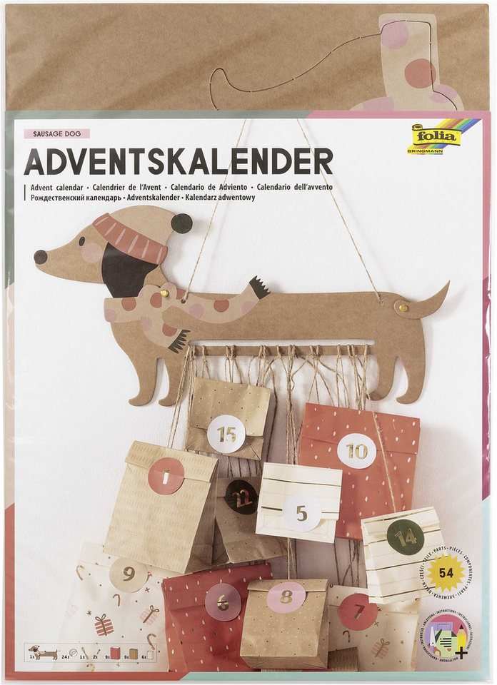 Folia Adventskalender Folia Adventskalender SAUSAGE DOG, 54-teilig von Folia