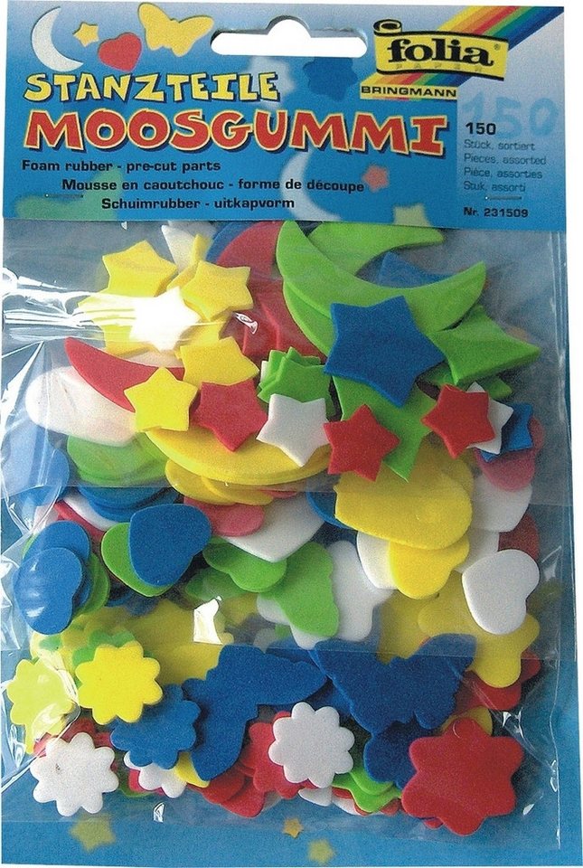 Folia Bastelfilz Moosgummi Stanzteile 150 Teile sortiert von Folia