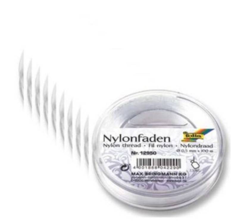 Folia Fadenspule Nylonfaden auf Spule 0,5mm FOLIA 12950, 100 m Fadenlänge, (Packung, 1-St., 1x), Transparent von Folia