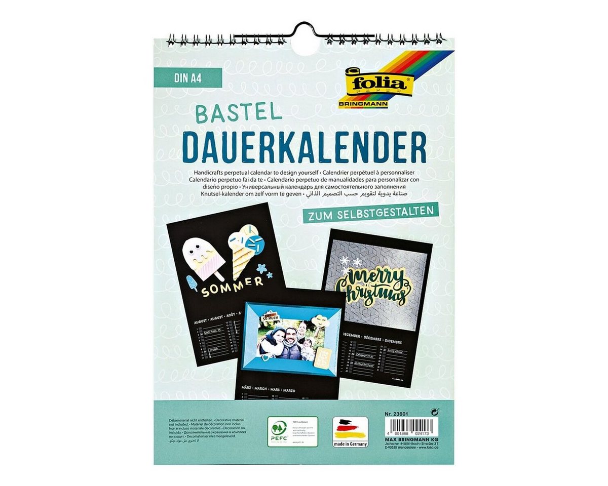 Folia Kalender zum Selbstbasteln, mit immerwährendem Kalendarium von Folia