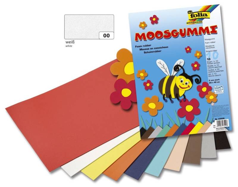 Folia Moosgummi Folia 231000 Moosgummi - 20 x 29 cm, weiß von Folia