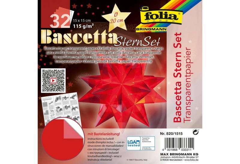 Folia Papiersterne Bascetta-Stern-Set, 20 cm oder 30 cm von Folia