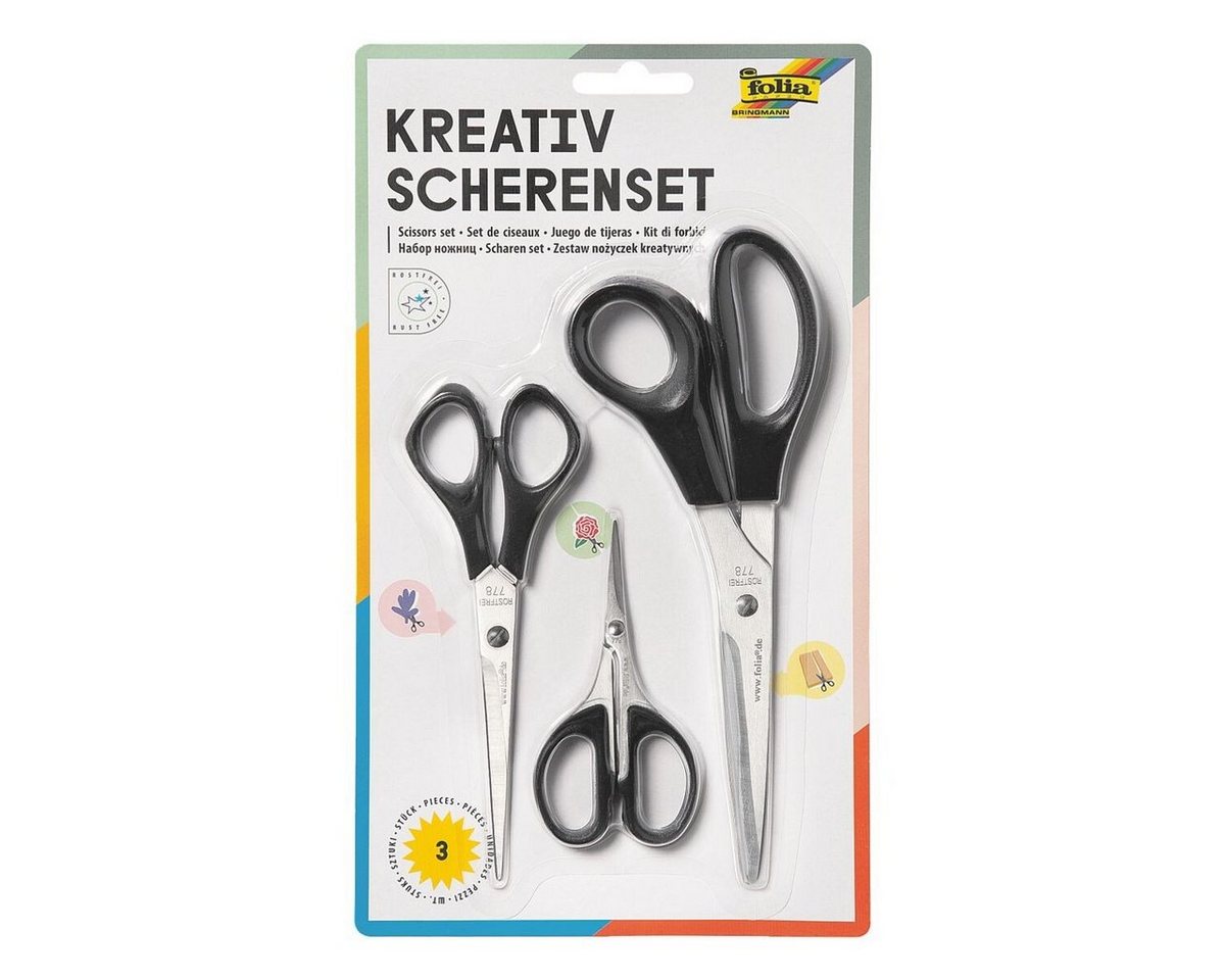 Folia Scheren-Set, (3-tlg), 10,16 cm/ 15,9 cm/ 21 cm von Folia