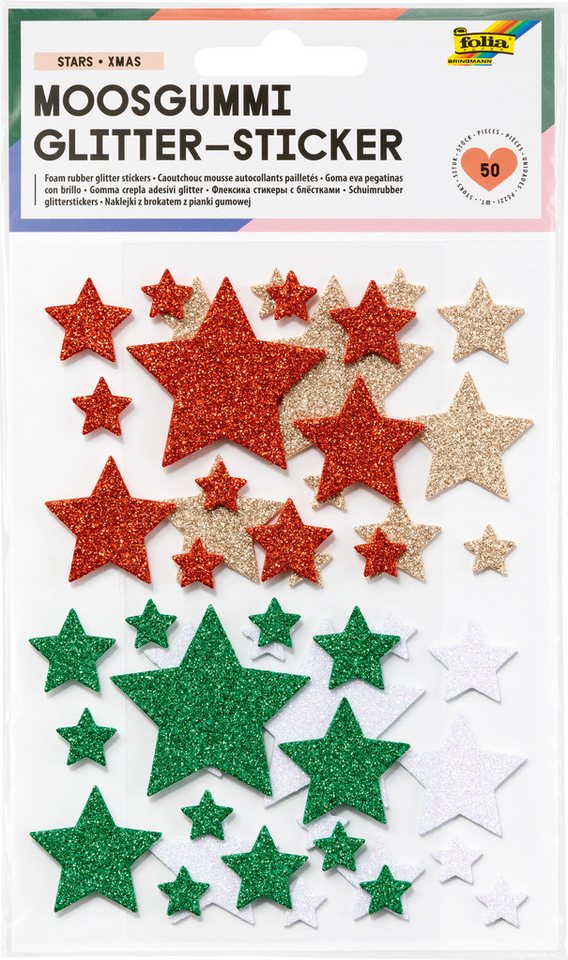 Folia Sticker Moosgummi Glitter-Sticker, (50-tlg) von Folia
