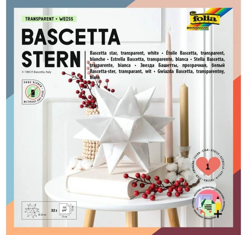 Folia Stumpenkerze Faltblätter Bascetta-Stern midi weiß Folia Stumpenkerze Faltblätter Bascetta-Stern midi weiß von Folia