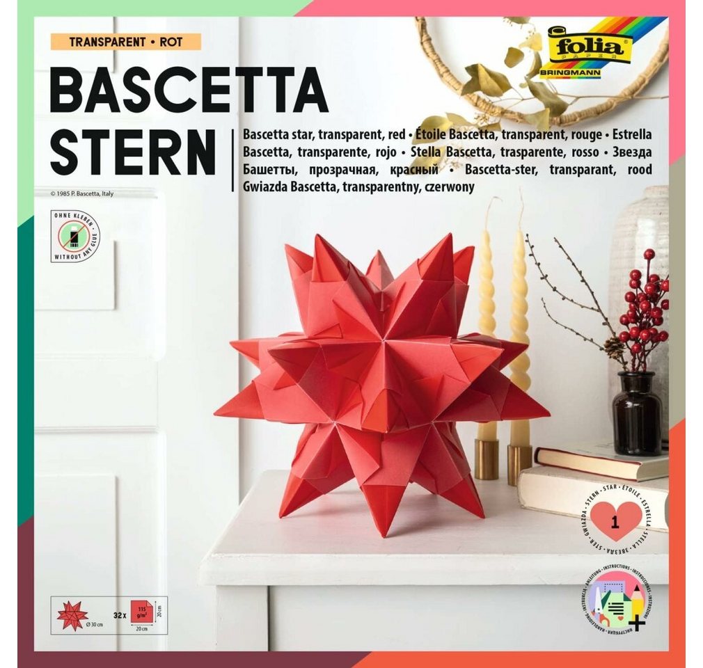 Folia Stumpenkerze Faltblätter Bascetta-Stern rot Folia Stumpenkerze Faltblätter Bascetta-Stern rot von Folia