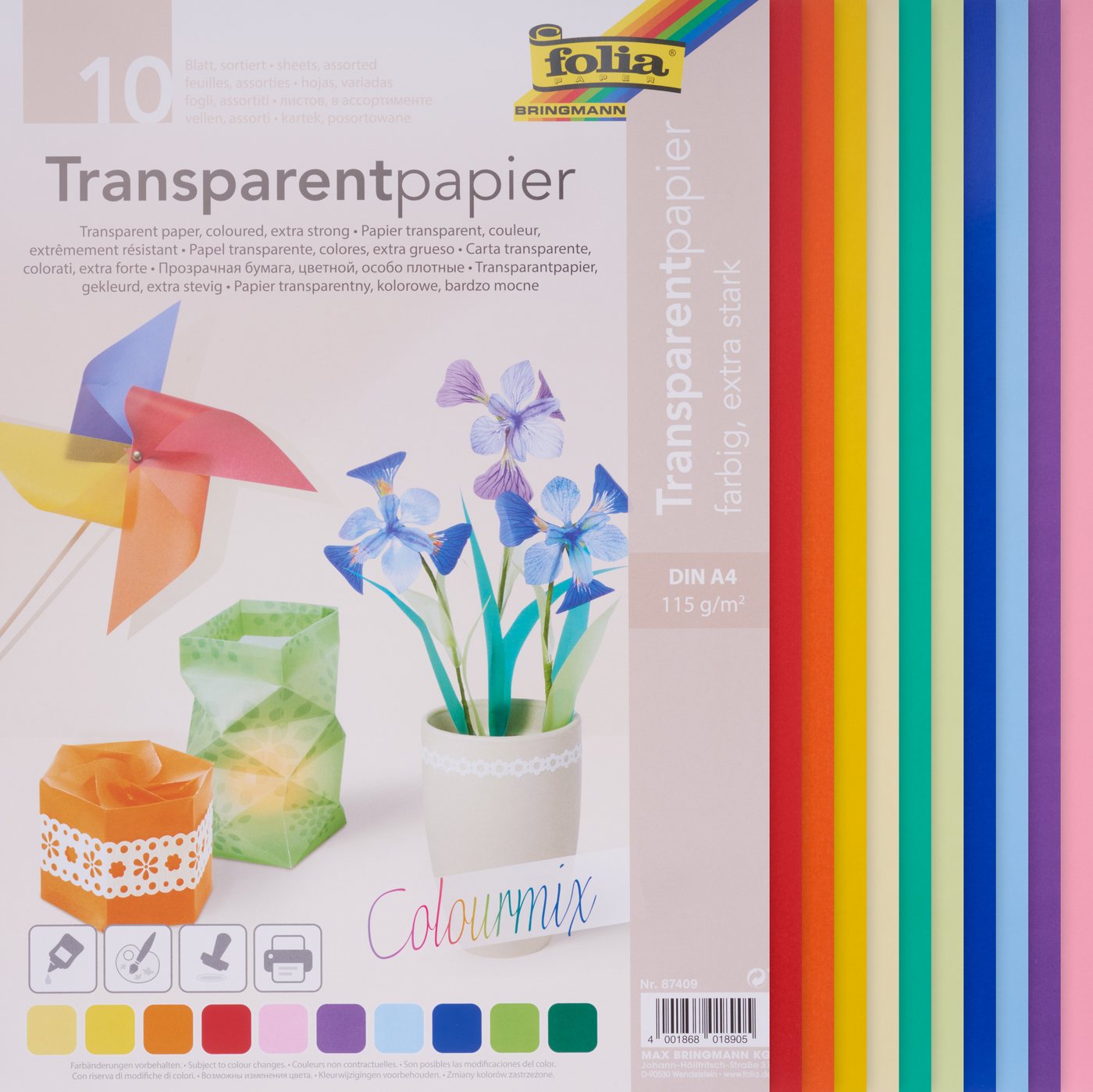 Folia Transparentpapier Transparentpapier, 10 Blatt von Folia