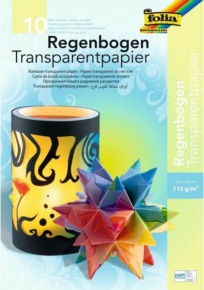 Folia Transparentpapier folia Regenbogen-Transparentpapiermappe, 230 x 320 mm von Folia