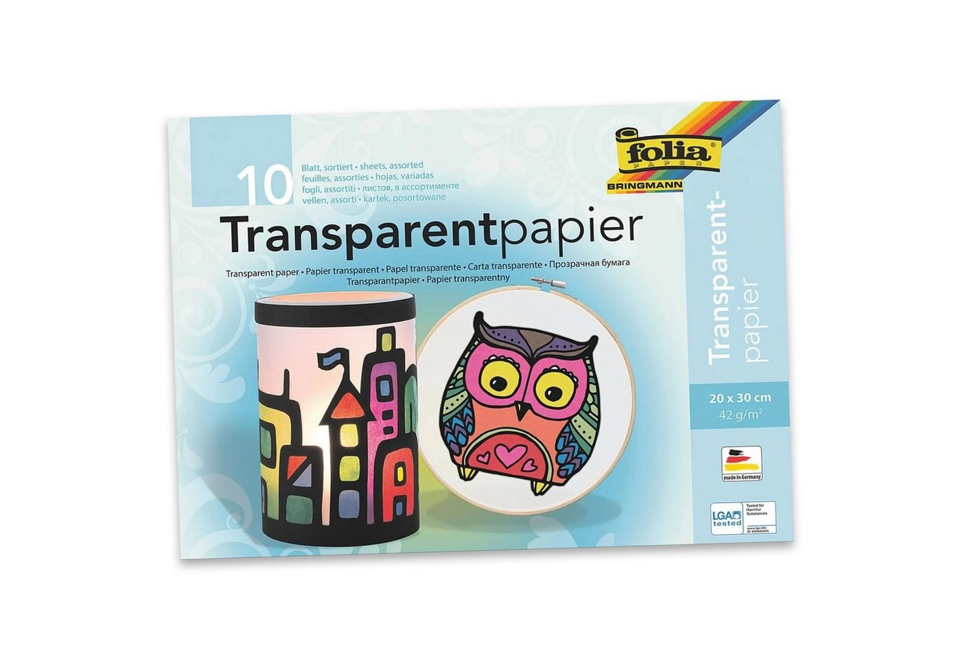 Folia Transparentpapier folia Transparentpapier-Bastelheft, 200 x 300 mm, 10 Blatt von Folia