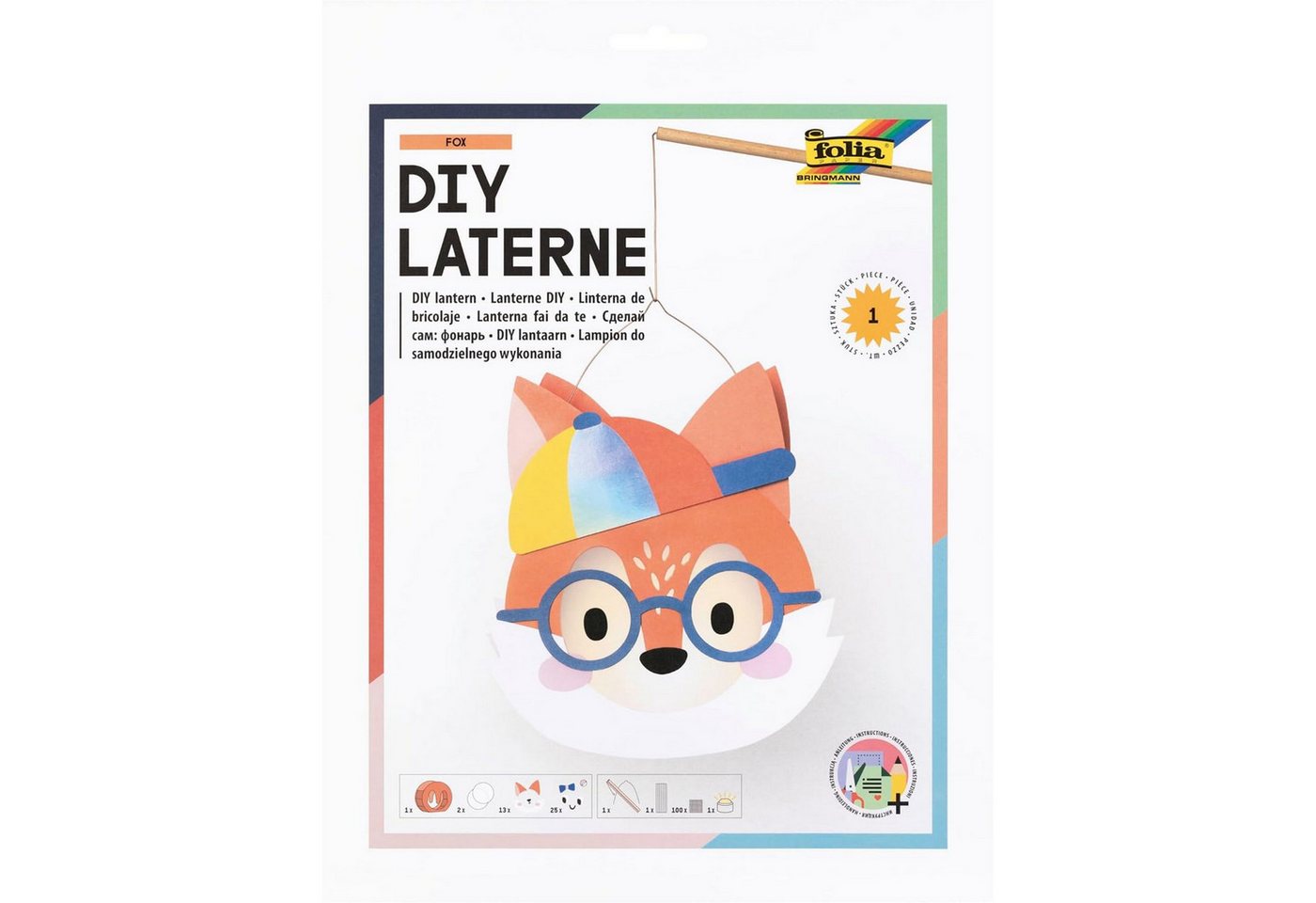 Folia Umzugslaterne folia Laternen-Bastelset FUCHS mit Laternenstab und LED Licht Folia Umzugslaterne folia Laternen-Bastelset FUCHS mit Laternenstab und LED Licht von Folia