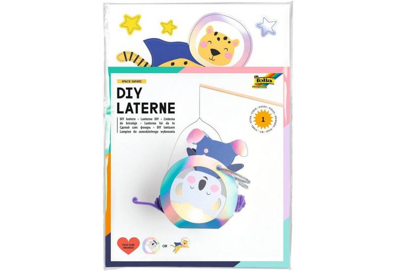 Folia Umzugslaterne folia Laternen-Bastelset SPACE SAFARI (Leopard oder Koala) metallic-ir von Folia