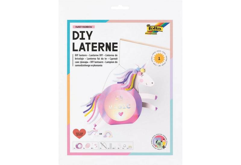 Folia Umzugslaterne folia Laternen-Bastelset SWEET RAINBOW (Einhorn oder Regenbogen) irisi von Folia