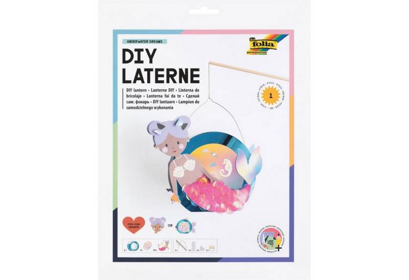 Folia Umzugslaterne folia Laternen-Bastelset UNDERWATER DREAMS (Meerjungfrau oder Kugelfis von Folia