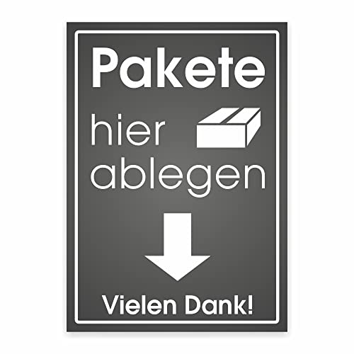 Pakete hier ablegen vielen dank Aufkleber Hinweis-Schild Paketdienst Ablageort Größe wählbar (Aufkleber 140x100mm) von folien-zentrum