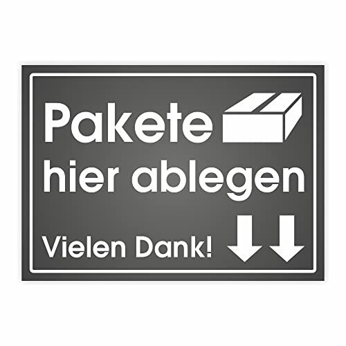 Pakete hier ablegen vielen dank Aufkleber Hinweis-Schild Paketdienst Ablageort QF Größe wählbar (Aufkleber 100x70mm) von folien-zentrum