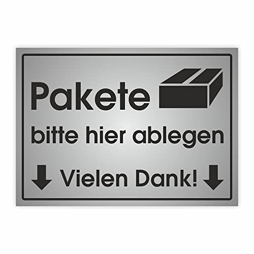 Pakete hier ablegen vielen dank Aufkleber Hinweis-Schild Paketdienst Ablageort QF hellgrau Größe wählbar (Aufkleber 140x100mm) von folien-zentrum