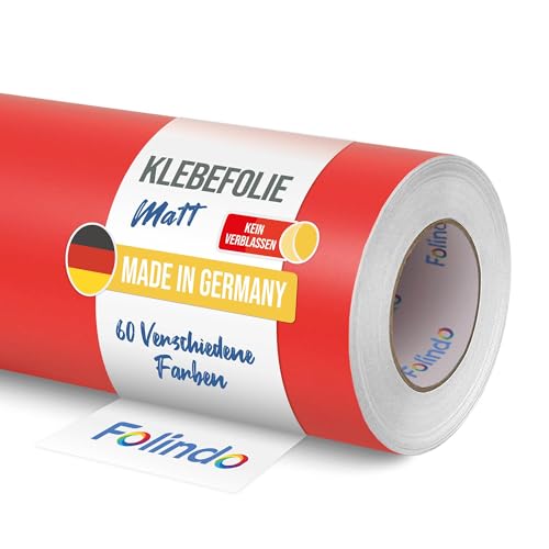 FOLINDO Möbelfolie selbstklebend 031 Rot Matt 5m x 31,5 cm - Klebefolie Möbel, Klebefolie Küche, Möbelfolie, Folie für Möbel, Möbelfolie selbstklebende Folie, Küchenfolie selbstklebend von Folindo