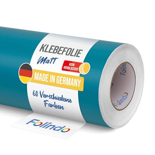 FOLINDO Möbelfolie selbstklebend 066 Türkisblau Matt 5m x 31,5 cm - Klebefolie Möbel, Klebefolie Küche, Möbelfolie, Folie für Möbel, Möbelfolie selbstklebende Folie, Küchenfolie selbstklebend von Folindo
