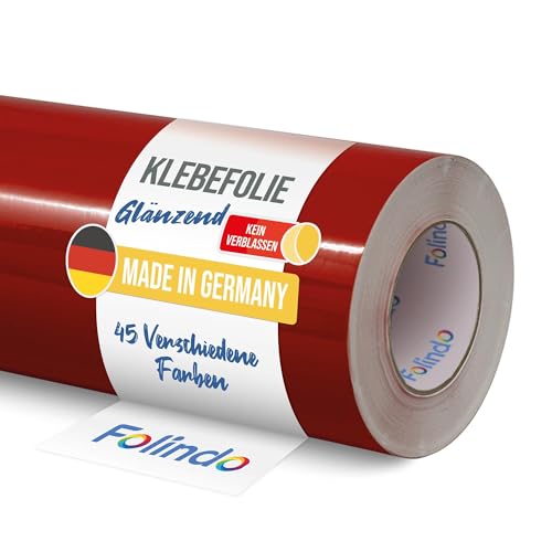 FOLINDO Möbelfolie selbstklebend 621 032 Hellrot Glanz Vinyl 5m x 31,5 cm Klebefolie Möbel, Klebefolie Küche, Möbelfolie, Folie für Möbel, Möbelfolie selbstklebende Folie, Küchenfolie selbstklebend von Folindo