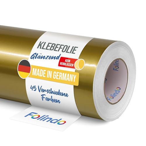 FOLINDO Möbelfolie selbstklebend 621 091 Gold Glanz Vinyl 5m x 63 cm Klebefolie Möbel, Klebefolie Küche, Möbelfolie, Folie für Möbel, Möbelfolie selbstklebende Folie, Küchenfolie selbstklebend von Folindo