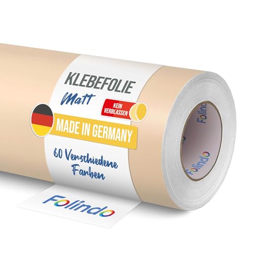 FOLINDO Möbelfolie Selbstklebend 814 Elfenbein Matt 5m x 63 cm - Klebefolie für Möbel und Küche, Küchenfolie FOLINDO Möbelfolie Selbstklebend 814 Elfenbein Matt 5m x 63 cm - Klebefolie für Möbel und Küche, Küchenfolie von Folindo