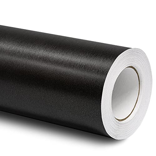 Folindo® 3D Alu gebürstet Schwarz Autofolie (13€/m²) | 100 x 152 cm | Selbstklebende Luftkanal Folie zur Auto Folierung | Blasenfrei von Folindo