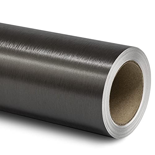 Folindo® 3D Chrom gebürstet Anthrazit Autofolie (13€/m²) | 300 x 152 cm | Selbstklebende Luftkanal Folie zur Auto Folierung | Blasenfrei von Folindo