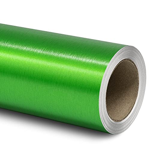 Folindo® 3D Chrom gebürstet Grün Autofolie (13€/m²) | 100 x 152 cm | Selbstklebende Luftkanal Folie zur Auto Folierung | Blasenfrei von Folindo