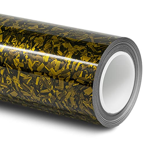 Folindo® 3D Forged Carbon Autofolie Gold Glanz (21,84€/m²) | 4 x 1,52 m | Selbstklebende Luftkanal Folie zur Auto Folierung | Blasenfrei von Folindo
