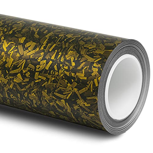 Folindo® 3D Forged Carbon Autofolie Gold Matt (23,92€/m²) | 100 x 152 cm | Selbstklebende Luftkanal Folie zur Auto Folierung | Blasenfrei von Folindo