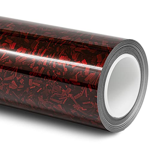 Folindo® 3D Forged Carbon Autofolie Rot Glanz (19,76€/m²) | 10 x 1,52 m | Selbstklebende Luftkanal Folie zur Auto Folierung | Blasenfrei von Folindo