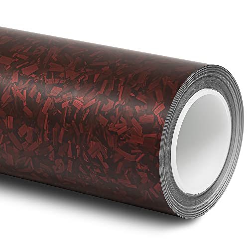 Folindo® 3D Forged Carbon Autofolie Rot Matt (21,84€/m²) | 4 x 1,52 m | Selbstklebende Luftkanal Folie zur Auto Folierung | Blasenfrei von Folindo