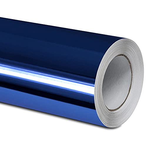 Folindo® Blau Chrom Autofolie (12,5€/m²) | 7 x 1,52 m | Selbstklebende Luftkanal 3D Folie zur Auto Folierung | Blasenfrei von Folindo