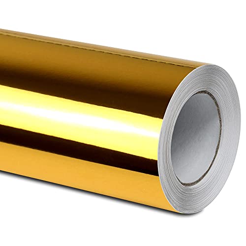 Folindo® Gold Chrom Autofolie (10€/m²) | 18 x 1,52 m | Selbstklebende Luftkanal 3D Folie zur Auto Folierung | Blasenfrei von Folindo