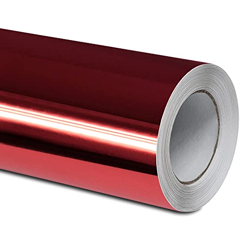 Folindo® Rot Chrom Autofolie (11€/m²) | 15 x 1,52 m | Selbstklebende Luftkanal 3D Folie zur Auto Folierung | Blasenfrei von Folindo